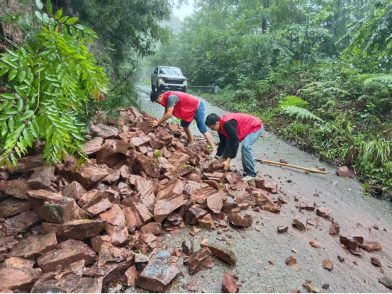 暴雨导致道路受阻 高峰镇李家洞村紧急抢通出行通道